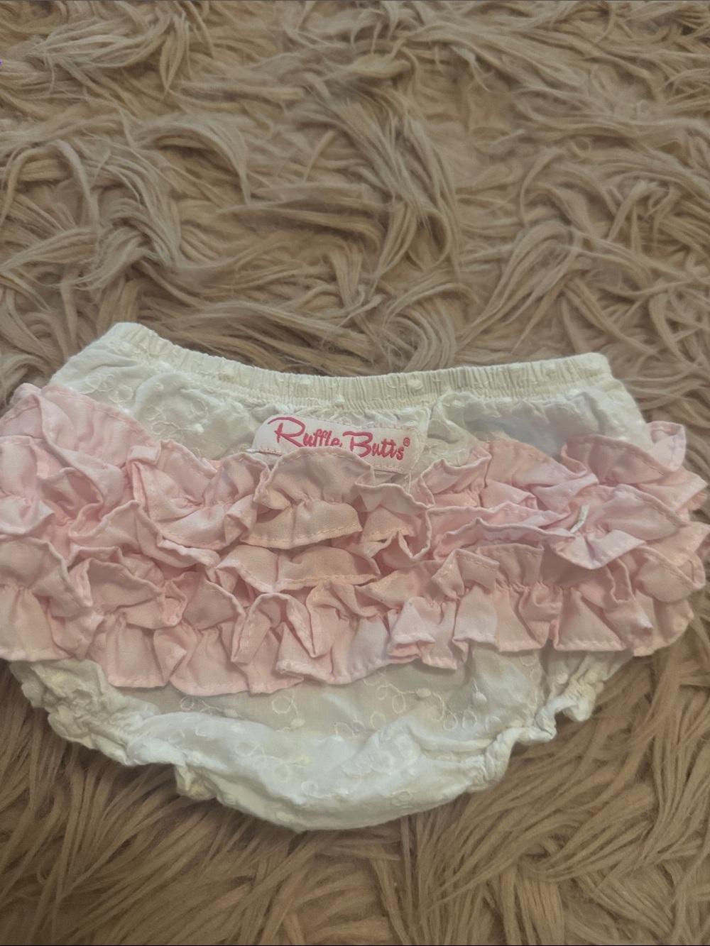 Ruffle Butts White Bloomers with Pink Ruffles
